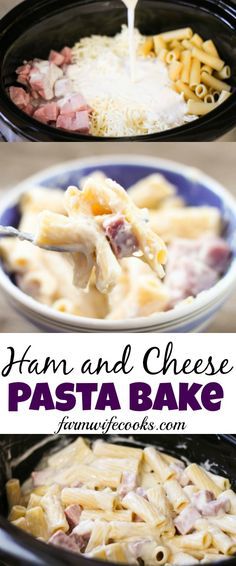 Are you looking for an easy crock pot meal? This Ham and Cheese Pasta Bake is the perfect, kid-friendly weeknight meal! Ham And Cheese Pasta, Cheese Pasta Bake, Crock Pot Food, Slow Cooker Desserts, Cheese Pasta, Crock Pot Cooking, Pasta Bake, Ham And Cheese, Crockpot Recipes Easy