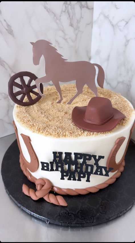 (_cakesbykaren) Cowboy Cakes For Boys, Country Desserts, Cowboy Birthday Cakes, Horse Birthday Cake, Cowboy Cakes, Rodeo Birthday Parties, Horse Cake, Rodeo Birthday, Cowgirl Birthday Party