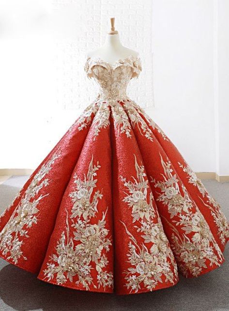 Red Ball Gowns, Off The Shoulder Wedding Dress, Sequin Ball Gown, Shoulder Wedding Dress, 파티 드레스, Red Wedding Dresses, Ball Gowns Evening, Fantasy Gowns, Beauty Dress