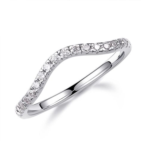 PRICES MAY VARY. DESIGN: This stunning contoured wedding band is the perfect way to add some sparkle to your engagement ring. The moissanite featured on this ring have been hand-selected for sparkle and brilliance. The contoured shape allows you to accessorize one or both sides of another ring in style. Delicate, classic and elegant hand engraved curved wedding band with moissanite. Gently wraps around your engagement ring creating a seamless and complementing set. MATERIAL: This timelessly eleg Wedding Band For Women, Simple Wedding Bands, Contour Wedding Band, Half Eternity Ring Diamond, Silver Wedding Band, Cute Engagement Rings, Wedding 2025, White Gold Wedding Bands, Curved Wedding Band