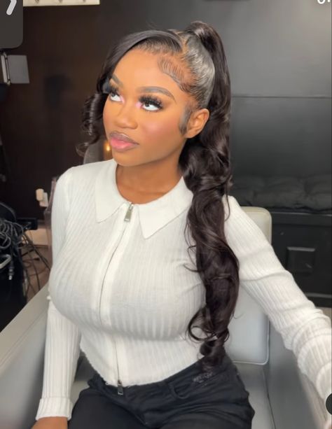 Hair Styles Ponytail, Frontal Ponytail, Styles Ponytail, Weave Ponytail Hairstyles, Sleek Ponytail Hairstyles, Cute Ponytails, Birthday Hairstyles, Black Ponytail Hairstyles, Lil Sister