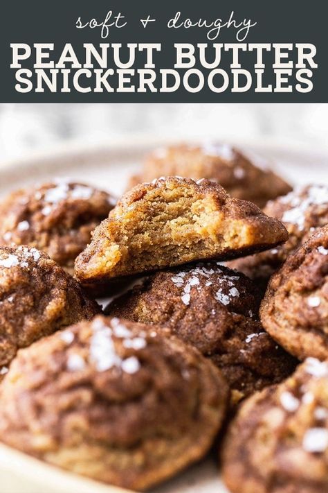 These tasty peanut butter snickerdoodles are thick, doughy, soft and FULL of peanut butter flavor. They have everything your favorite snickerdoodle cookies have, plus peanut butter! Snickerdoodle Recipes, Beginner Baking, Butternut Bakery, Making Peanut Butter, Snickerdoodle Cookie, Christmas Baking Recipes, Cookie Connection, Snickerdoodle Cookies, Soft Chocolate Chip Cookies