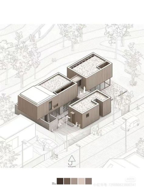 3d Section Architecture Presentation, Floor Plan Graphics Architecture, Building Axonometric Drawing, Monochromatic Rendering Architecture, Clay Render Architecture, 3d Axonometric Architecture, Isometric Building Architecture, Architectural Axonometric Drawings, Rendered Axonometric