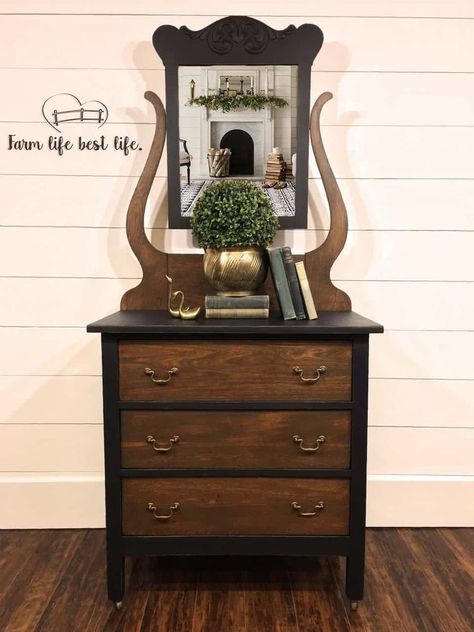 Navy Dresser, Antique Dresser With Mirror, Swivel Mirror, Country Chic Paint, Beautiful Dresser, Painted Drawers, Furniture Rehab, Diy Furniture Renovation, Vintage Dressers