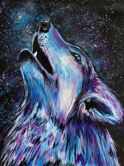 A Midnight Woodland Wolf experience project by Yaymaker Wolves Painting Acrylic, Wolf Canvas Painting, Wolf Painting, Acrylic Painting Ideas, Wolf Canvas, Paint Nite, Canvas Painting Diy, Paint And Sip, Wolf Art