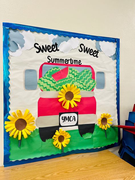 Classroom Bulletin Board Summertime Sunny Bulletin Board Ideas, June Bulletin Board Ideas Summer, June Classroom Decorations, Summer Work Bulletin Board Ideas, Sweet Summer Bulletin Board Ideas, Prek Summer Bulletin Board Ideas, Summer Classroom Board Ideas, July Bulletin Boards For Daycare, June Bulletin Board Ideas Nursing Home