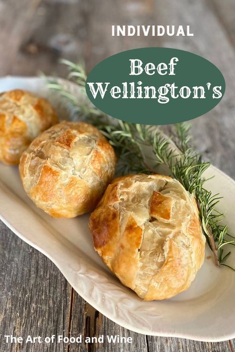 Delicious Individual Beef Wellington's are the perfect special dinner recipe. Our simple step-by-step guide makes it easy. #beefwellington #beefwellingtons #individualbeefwellingtons #newyearsdinner #dinnerfortwo #patedefoiegras#pate #dinnerfortwo #dinnerforfour #newyearseverecipes #howtomakebeefwellington Beef Wellington With Pate, Fantasy Recipes, Ground Beef Wellington, Easy Beef Wellington, Individual Beef Wellington, Mini Beef Wellington, Wellington Recipe, Mignon Steak, Beef Wellington Recipe