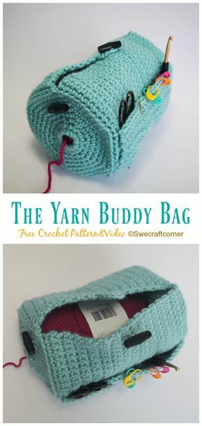 The Yarn Buddy Bag Crochet Free Pattern [Video]- #Hook Holder Free #Crochet Patterns Yarn Buddy, Diy Yarn Holder, Crochet Yarn Holder, Crochet Hook Holder, Diy Sy, Crochet Hook Case, Yarn Holder, Crochet Mignon, Confection Au Crochet