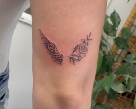 Tattoo On Back Black Women, Angel Wings Rose Tattoo, Butterfly Wings Tattoo On Back, Butterfly Wings Tattoo, Wings Tattoo On Back, Butterfly Wing Tattoo, Wing Tattoos On Back, Side Hip Tattoos, Floral Thigh Tattoos