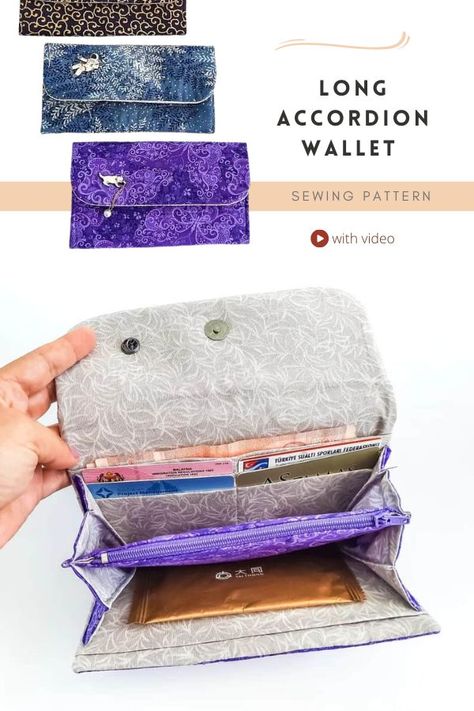 Envelope Wallet Pattern, Sew A Wallet, Diy Wallet Pattern, Wallet Pattern Free, Long Wallet Pattern, Clutch Bag Pattern, Wallet Sewing Pattern, Sew Wallet, Sew Bags