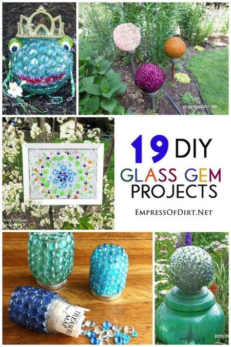 Glass Gem Garden Art & Craft Ideas *19 Projects* | Empress of Dirt Glass Bead Crafts, Diy Home Decor Living Room, Marbles Crafts, Gem Crafts, Diy Craft Ideas, Outdoor Crafts, Glass Garden Art, Garden Crafts Diy, Bead Projects