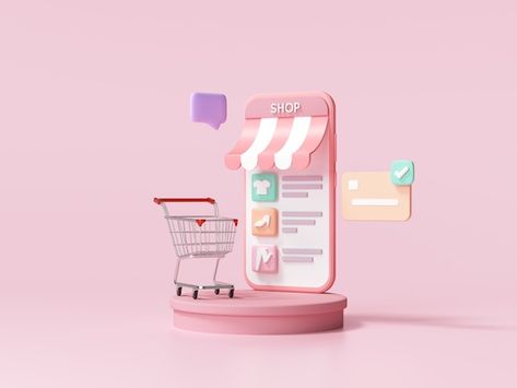 Premium Photo | White shop store mockup kiosk empty shopping cart buying discount promotion sale banner customer minimal cartoon on sky blue background 3d render illustration Vespa Illustration, Creative Closets, Store Icon, Canvas Learning, Marketing Concept, 3d Icons, Cartoon Background, Anime Dolls, Instagram Theme