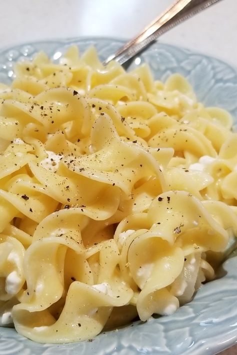 Polish Noodles (Cottage Cheese and Noodles) | "Made this for lunch today and I must say, I like this so much better than mac and cheese! I just loved, loved, loved the flavor from the onion. It was one of the easiest recipes to make and made more than enough (I have leftovers so I have lunches for a couples of days.)" #allrecipes #pasta #pastarecipes #pastainspiration #pastadinner #pastaideas #pastadinner #pastaideas Cottage Cheese And Noodles, Polish Noodles, Cottage Cheese Pasta, Cheese Noodles, Noodle Recipes Easy, Pasta Side Dishes, Pasta Sides, Quick Dishes, Cottage Cheese Recipes