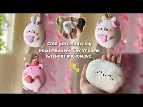 How I make DIY Air Dry CLAY at home (without microwave) 🎀Homemade cold porcelain clay - YouTube How To Make Homemade Air Dry Clay, How To Make Clay At Home Air Dry, How To Make Air Dry Clay At Home, How To Make Clay At Home, Make Clay At Home, Homemade Air Dry Clay, Clay At Home, Cold Porcelain Clay, Diy Air Dry Clay