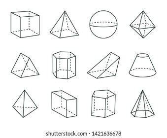 Figures Drawing, Solid Figures, Geometric Shapes Drawing, Figure Drawing Tutorial, Simple Geometric Designs, Perspective Drawing Lessons, Platonic Solid, Geometric Drawing, Drawing Vector