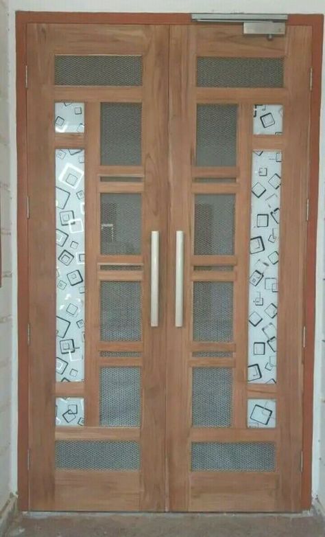 Jali Door With Glass Design Modern, Dabal Door Design Wood Jali, Double Door Net Design Wood, Jaali Door Design Wooden Double, Double Door Jali Design, Double Door Design Wood Jali, Jali Gate, Jali Door, Latest Door Designs