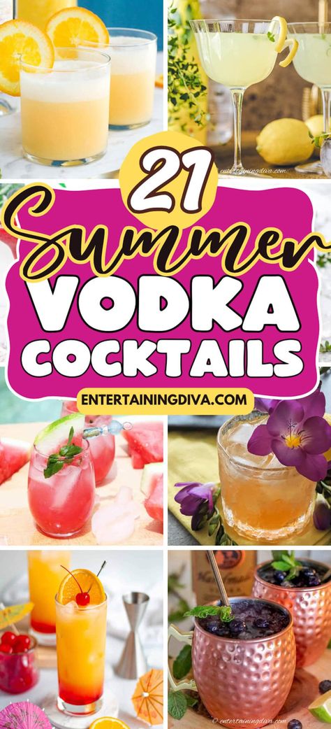 21 Summer Vodka Drinks | Food  Drink Summer Vodka Drinks, Flavored Vodka Drinks, Summer Party Drink, Summer Sangria Recipes, Vodka Mixed Drinks, Summer Vodka Cocktails, Jello Shot, Party Cocktails, Vodka Cocktails Recipes