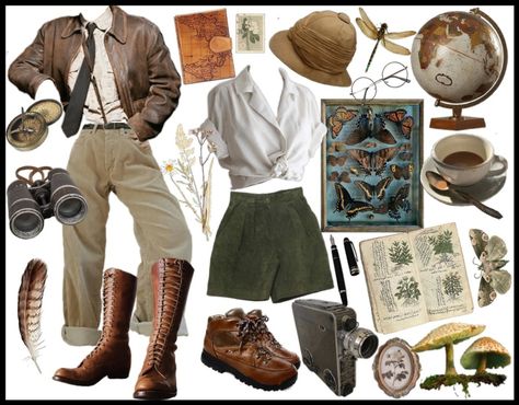 Vintage Adventurer Outfit, Traveler Aesthetic Outfits, Adventure Pulp Aesthetic Outfit, Explorer Aesthetic Outfit, Adventure Core Outfits, Rainforest Outfit, Adventure Aesthetic Outfit, Explorer Style, Adventure Core