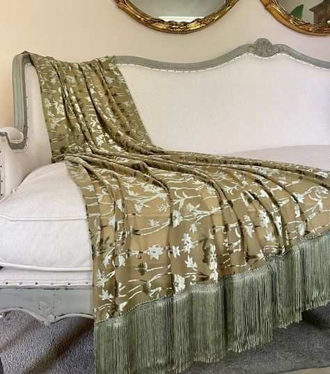 Olive and Sage Green Velvet Fringe Throw Elegant Bed Scarf - Etsy Australia Scarf Photography, Apothecary Decor, Velvet Decor, Elegant Bed, Velvet Fringe, Bed Scarf, Fringe Throw, Wedding Shoots, French Country Decor