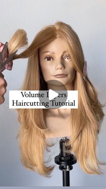 Haircuts To Add Volume Long Layered, Diy Round Layers Haircut, Layered Haircuts Volume, Concave Round Layers, Curtain Layers Hair, Layer Haircut At Home, Framing Pieces Haircut, Diy Layered Haircut Tutorial At Home, Cut Layers In Hair Diy