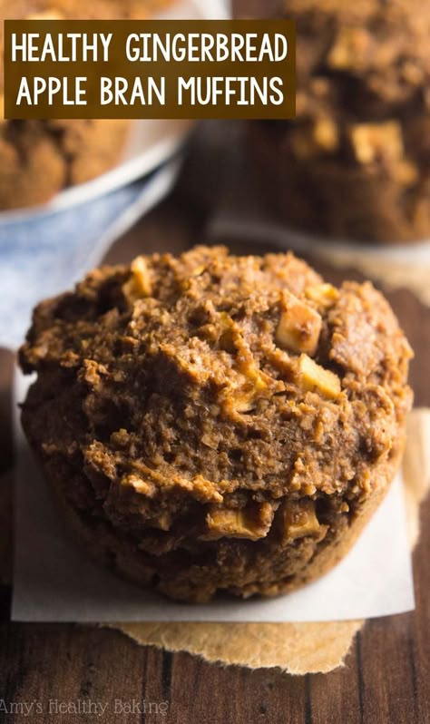 Healthy Apple Gingerbread Bran Muffins – one simple trick gives these the same texture as cupcakes! They're the perfect healthy breakfast treat! ♡ healthy moist bran muffins. easy bran muffins with molasses. clean eating gingerbread muffins recipe. Bran Muffins With Molasses, Moist Bran Muffins, Apple Bran Muffins, Gingerbread Muffins Recipe, Low Sugar Muffins, Bran Muffins Healthy, Banana Bran Muffins, Raisin Bran Muffins, Gingerbread Muffins