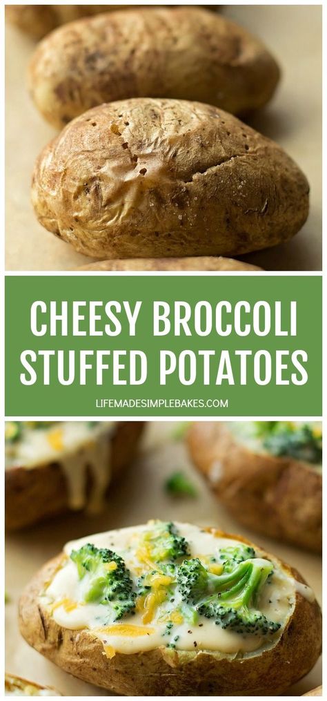 These cheesy broccoli stuffed potatoes are a delicious hearty side dish. They're perfect for weeknight dinners or special occasions! Broccoli And Cheese Baked, Brocolli Cheese, Baked Potato Recipe, Life Made Simple, Stuffed Potatoes, Stuffed Baked Potatoes, Cheesy Broccoli, Dried Potatoes, Cheese Baked