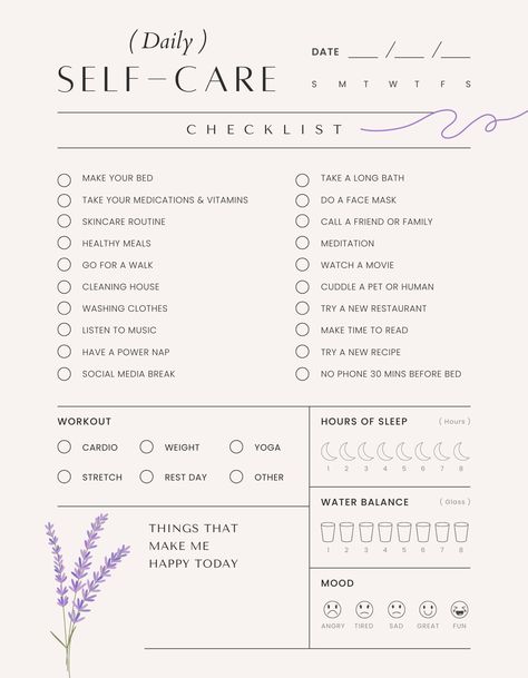 Take charge of your well-being with the Daily Self-Care Planner! This printable wellness journal is designed to help you prioritize your self-care routine. Each page offers sections for setting daily intentions, tracking mood and gratitude, planning nourishing meals, and scheduling relaxing activities. With this planner, you can easily incorporate self-care into your busy life, ensuring you stay balanced and focused. Perfect for anyone looking to improve their mental and physical health. Download, print, and start your self-care journey today! Ideal for personal use or as a thoughtful gift for loved ones. Wellness Journal Cover, Daily Intentions, Before Bed Workout, Daily Routine Schedule, Nourishing Meals, Self Care Journal, Wellness Journal, Social Media Break, Self Care Bullet Journal