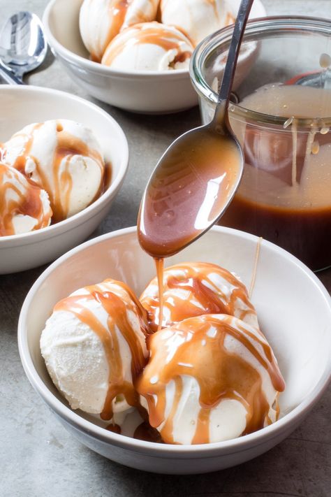 All-Purpose Caramel Sauce: We came up with an easy method that anyone can master. An instant-read thermometer, which is the fastest and most reliable way to assess the caramel's doneness, helps you get there. Microwave Caramels, Donut Toppings, Butterscotch Sauce, Cookie Toppings, Homemade Pantry, Homemade Caramel Sauce, Illustrated Magazine, America's Test Kitchen Recipes, Malted Milk