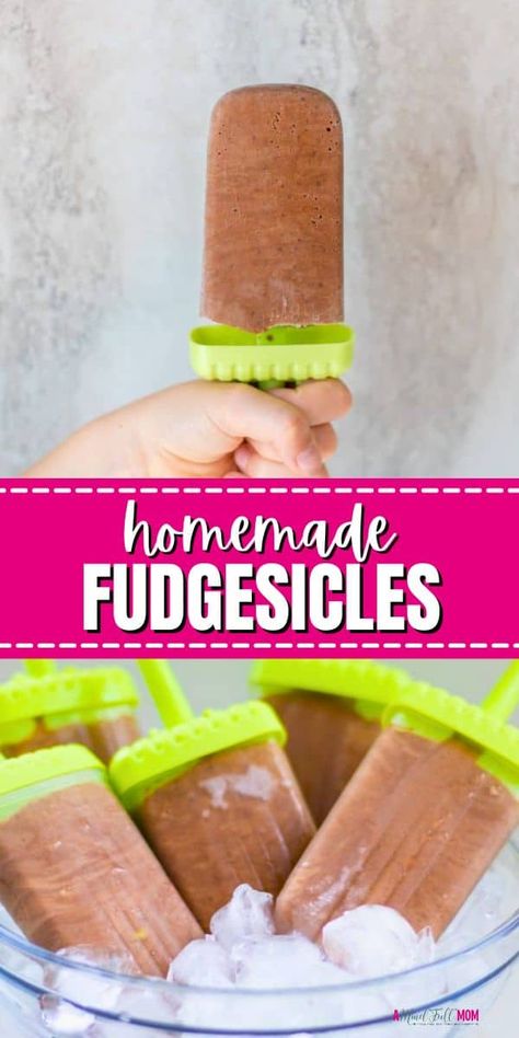 Homemade Fudgesicles are the ultimate rich and creamy frozen treat! And this Fudgesicle recipe allows you to make the BEST-tasting fudgesicles with just a handful of ingredients! I even include a modification for dairy-free fudgesicles! Fudge Popsicle Recipe, Chocolate Popsicle Recipes, Homemade Fudgesicles, Fudgesicle Recipe, Chocolate Popsicle, Chocolate Popsicles, Fudge Pops, Mom Recipes, Real Foods