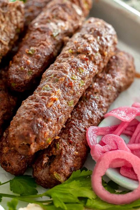 Restaurant Style Beef Seekh Kebabs (Oven Baked!) Ground Beef Kabobs In Oven, Sheesh Kebab Recipe, Ground Beef Kebab Recipes, Sheek Kabab Recipe, Beef Kabobs In Oven, Beef Kebab Recipes, Ground Beef Kabobs, Beef Kabab, East Meals