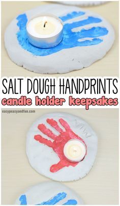 This salt dough handprints candle holder keepsakes are perfect kid made gift for mother's day. So if you are searching for an idea for mothers day crafts for kids, this one will certainly be a hit. Salt Dough Handprints, Grandparents Day Crafts, Diy Mother's Day Crafts, Keepsake Crafts, Diy Gifts For Kids, Mothers Day Crafts For Kids, Salt Dough, Mother's Day Diy, Fathers Day Crafts