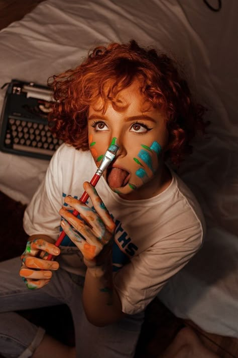 Red Hair, Face Paint, Paint, Writing, Red, Hair