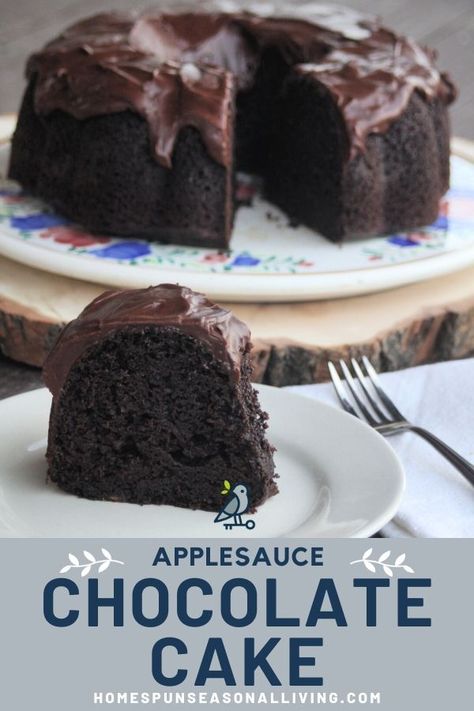 Homemade chocolate applesauce cake tastes amazing and is very easy to make! Bake this delicious cake from scratch and top it with a decadent chocolate frosting! Because you use applesauce in your recipe, the result will be a super moist cake. The next time you need a simple dessert, make this chocolate applesauce cake! #baking #bake #cake #dessert #chocolate #homemade #recipes #fromscratch Apple Sauce Chocolate Cake, Apple And Chocolate Cake, Cakes Using Applesauce, Applesauce Chocolate Cake, Chocolate Cake With Applesauce, Using Applesauce In Baking, Recipes To Use Up Applesauce, Dessert Recipes With Applesauce, Chocolate Applesauce Cake