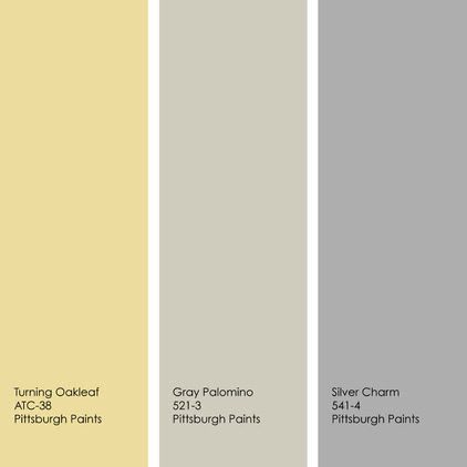 Yellow Kitchens, Blue Gray Bedroom, Pittsburgh Paint, Bedroom Blue, Grey Paint, Yellow Bedroom, Yellow Kitchen, Interior Paint Colors, Shades Of Gray