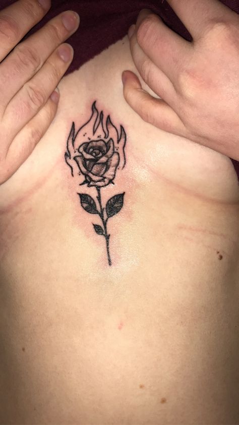 Rose On Fire Tattoo, On Fire Tattoo, Rose On Fire, Clavicle Tattoo, Small Neck Tattoos, Grunge Tattoo, Men Tattoos Arm Sleeve, New Tattoo Designs, Retro Tattoos