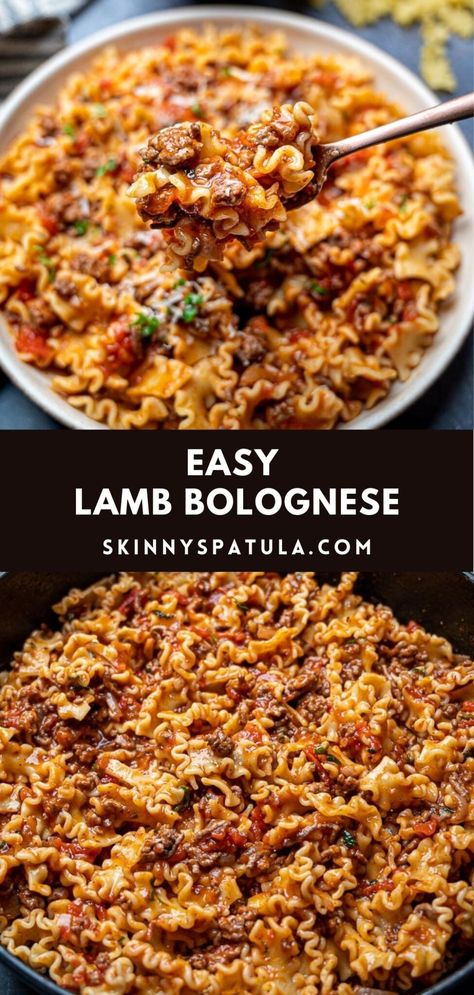 Ground Lamb Bolognese, Lamb Bolognese Sauce, Ground Lamb Indian Recipes, Ground Lamb Feta Recipes, Lamb Pasta Sauce, Lamb Mediterranean Recipes, Lamb Meals Dinners, Ground Lamb Dinner, What To Make With Ground Lamb