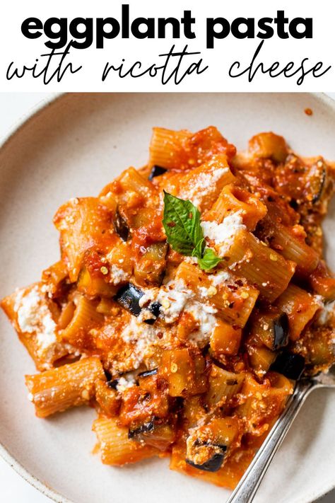 Eggplant Zucchini Sausage Pasta, Spicy Eggplant Pasta, Eggplant Ricotta Pasta, Eggplant Sauce Recipes, Creamy Eggplant Pasta, Eggplant And Ricotta Recipes, Eggplant Meal Prep, Eggplant Sauce For Pasta, Pasta Marinara Recipes