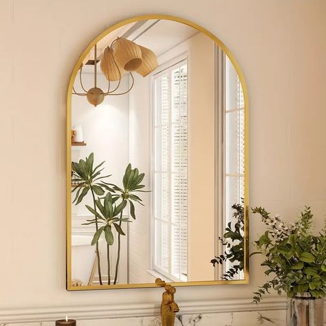 Wall Mounted Mirror Arch Bathroom Mirror Golden Vanity Wall - Temu Arch Bathroom Mirror, Arch Bathroom, Mirror Arch, Bathroom Vanity Mirrors, Gold Frame Wall, Vanity Wall Mirror, Gold Mirror Wall, Framed Wall Mirror, Mirrored Wall