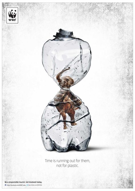 WWF India: Time is running out for them, not for plastic. Be a responsible tourist. Get involved today. Save Our Earth, Awareness Poster, Advertising Ideas, Trash Art, Publicidad Creativa, Best Ads, Montage Photo, Social Ads, Save Animals