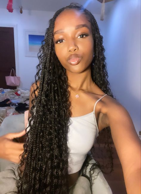 Medium Sized Goddess Braids, Mermaid Knotless Braids, Goddess Knotless Box Braids, Medium Boho Knotless Braids, Knotless Goddess Braids, Boho Knotless Braids, Braids Knotless, Boho Knotless, Braided Hairstyles For Black Women Cornrows