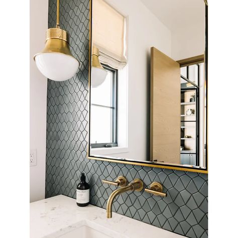 Mirror Light Ideas, Ann Sacks Tile Bathroom, Ann Sacks Bathroom, Home Design Store, Ann Sacks Tile, Modern Vanity Lighting, Ann Sacks, Ceramic Mosaic Tile, Mirror Light