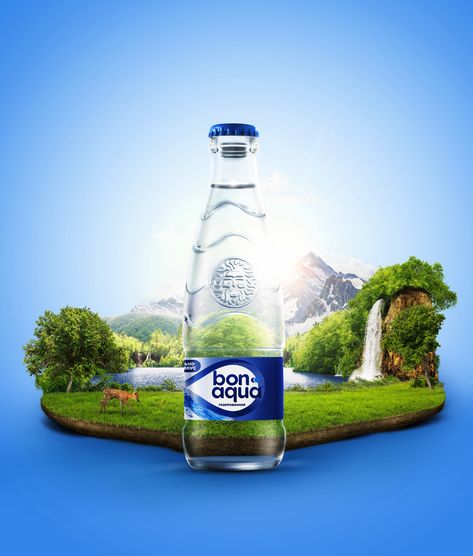 #retouch #photomanipulation # add #keyvisual Water Bottle Label Design, Unique Packaging Design, Social Media Art, Water Branding, Bottle Label Design, Creative Advertising Design, Publicidad Creativa, Graphic Design Ads, Food Graphic Design