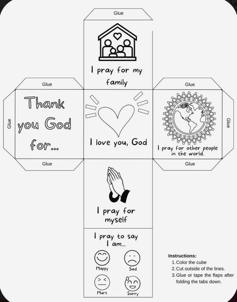 Teach Me To Pray Printable, Prayer Worksheets For Kids, Prayer Cube Free Printable, Bible Study Kids Activities, Sunday School Ideas For Kids, Prayer Jars For Kids, Prayer Activity For Kids, Faith Crafts For Kids, Prayer Crafts For Kids Sunday School