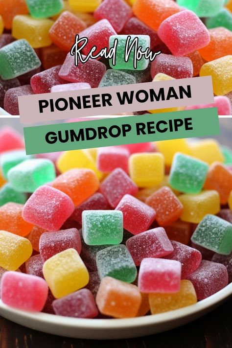 Add some sweet and colorful fun to your baking repertoire with this unique gumdrop recipe from the Pioneer Woman. Try it today for a special treat! Fruity Candy Recipes, Gumdrop Candy Recipe, Homemade Laffy Taffy Recipes, Gumdrop Cake With Cream Cheese, Homemade Gumdrops Recipes, After Dinner Mints Recipe, Organic Candy Recipes, Candy On A Stick Ideas, Quick Easy Candy Recipes