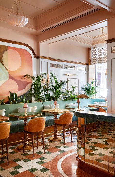 Art Deco Cafe, Modern Restaurant Design, San Carlo, Modern Restaurant, Bar Design Restaurant, Cafe Interior Design, Home Restaurant, Restaurant Interior Design, Art Nouveau Style