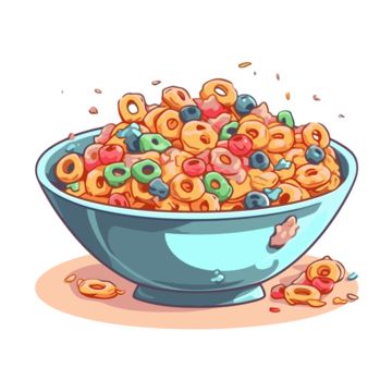 cereal,clipart,cartoon Cereal Box Illustration, Cereal Clipart, Cereal Drawing, Cereal Illustration, Cereal Cartoon, Cereal Characters, Oatmeal With Fruit, Food Shelf, Colorful Food