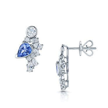 Blue Jewellery, Diamond Solitaire Earrings, Jewellery Design Sketches, Tanzanite Jewelry, Diamond Cluster Earrings, Jewelry Design Drawing, Diamond Jewelry Designs, Classic Earrings, Gemstone Stud Earrings