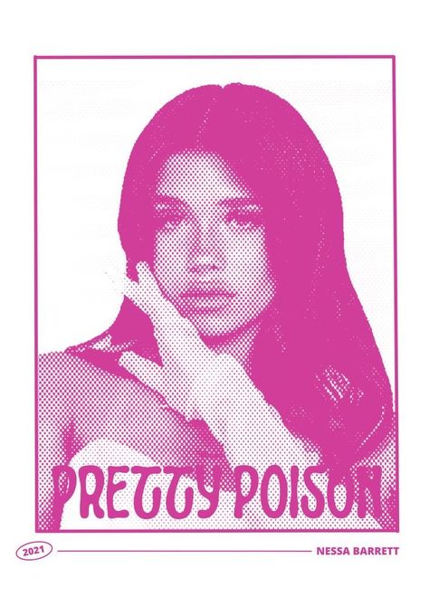 Pretty Poison Wallpaper, Pretty Poison Aesthetic, Nessa Barrett Poster Vintage, Pink Graphic Design Poster, Pretty Poison Nessa Barrett, Graphic Design Posters Pink, Nessa Barrett Poster, Nessa Barrett Pink, Nessa Barrett Wallpaper