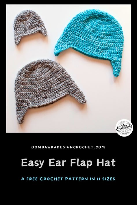 Simple Double Crochet Ear Flap Hat Pattern is available in 11 sizes, from preemie to adult large. Perfect for creating gifts and donations. 🎁🧢 #CrochetPattern #EarFlapHat #FreePattern #CrochetLove #HandmadeGifts #CharityCrafting