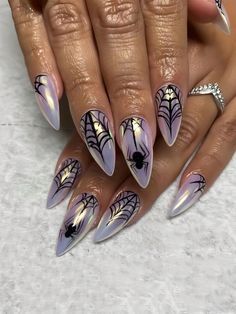 Nail Art Set, Almond Nails Designs, Almond Nail, Almond Acrylic Nails, Nail Envy, Gem Nails, Nail Forms, Nail Patterns, Halloween Nail Designs